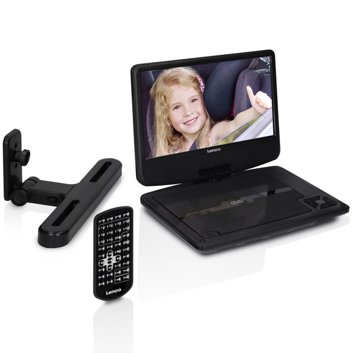 Lenco Portabler lecteur DVD DVP-901BK, noir, nouveau design, avec support