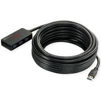 ROLINE Hub USB 3.2 Gen 1 4 ports avec Repeater, noir, 10 m
