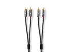 Nedis Stereo-Audiokabel, 2x Cinch, ST/ST, grau, 2 m
