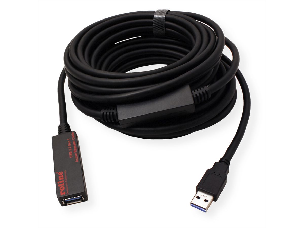 ROLINE Câble prolongateur USB 3.2 Gen 1 actif, noir, 10 m