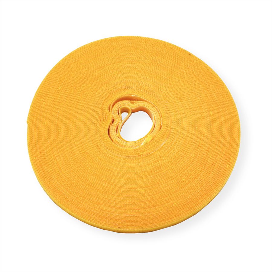 VALUE Bande auto-agrippante sur rouleau, 10mm, jaune, 25 m