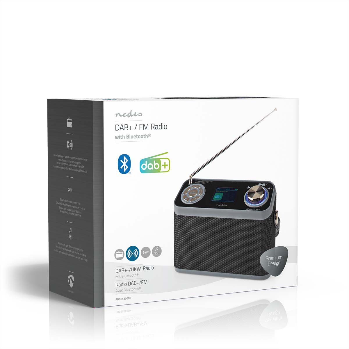 Nedis DAB+ Radio Tischradio, schwarz, Bluetooth, Akku