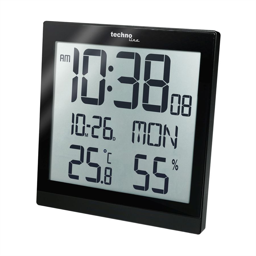 TechnoLine Funkuhr WS8015 Digital schwarz