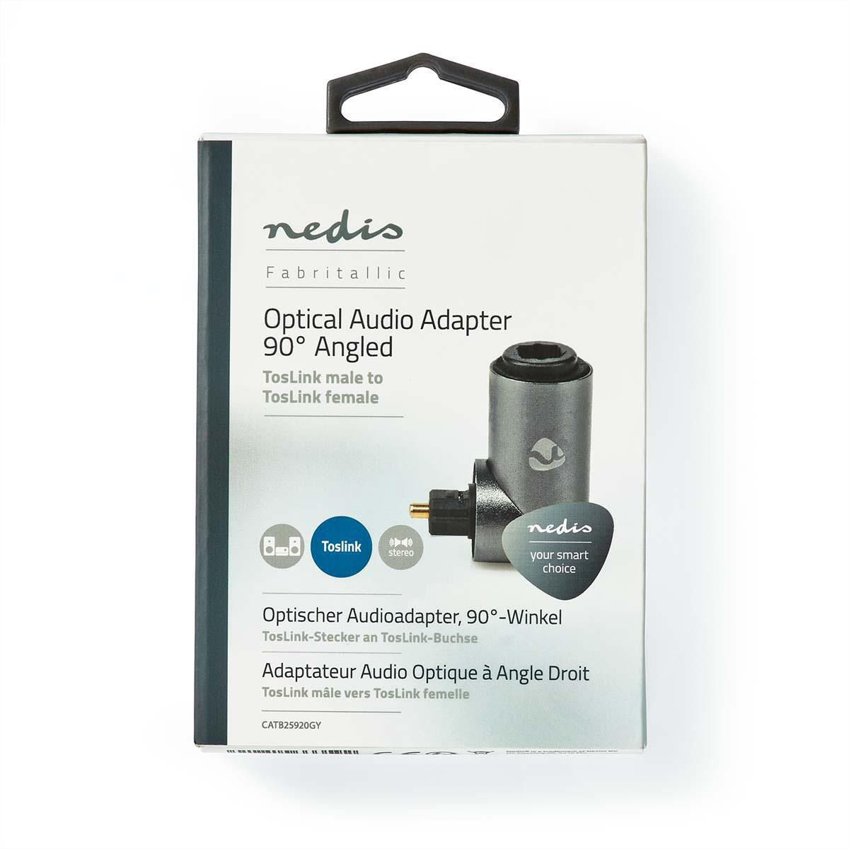 Nedis Toslink Winkel Adapter, 90° abgewinkelt, ST/BU, grau