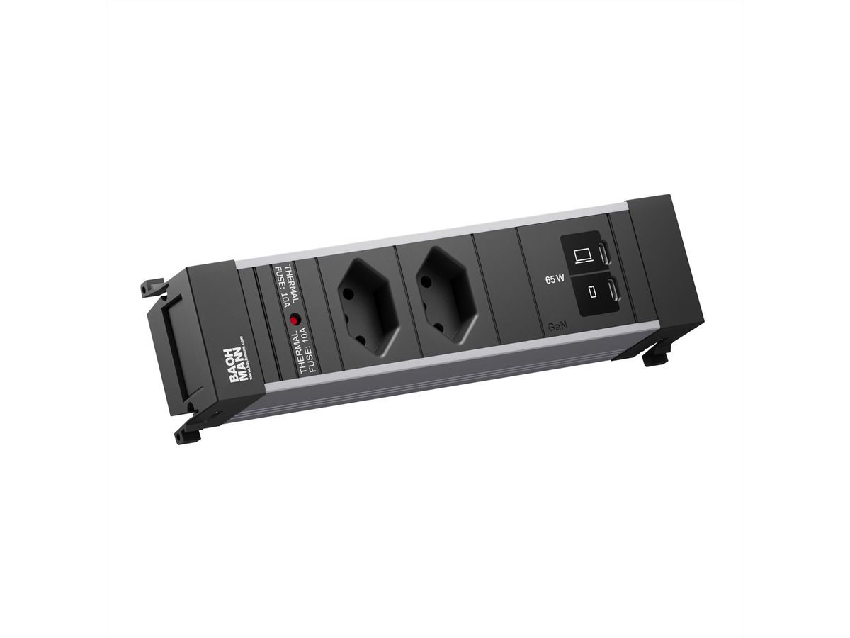 BACHMANN POWER FRAME S 2xCH 0°, 1xUSB C/C 65W L=0,2m