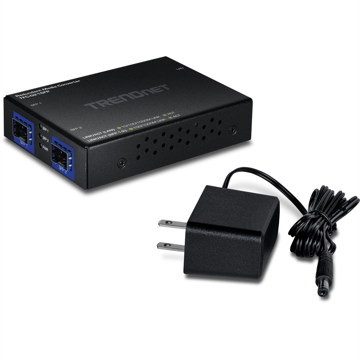 TRENDnet TFC-G21SFP Convertisseur de média 1000BASE-T vers SFP dual fibre, avec mode redondant