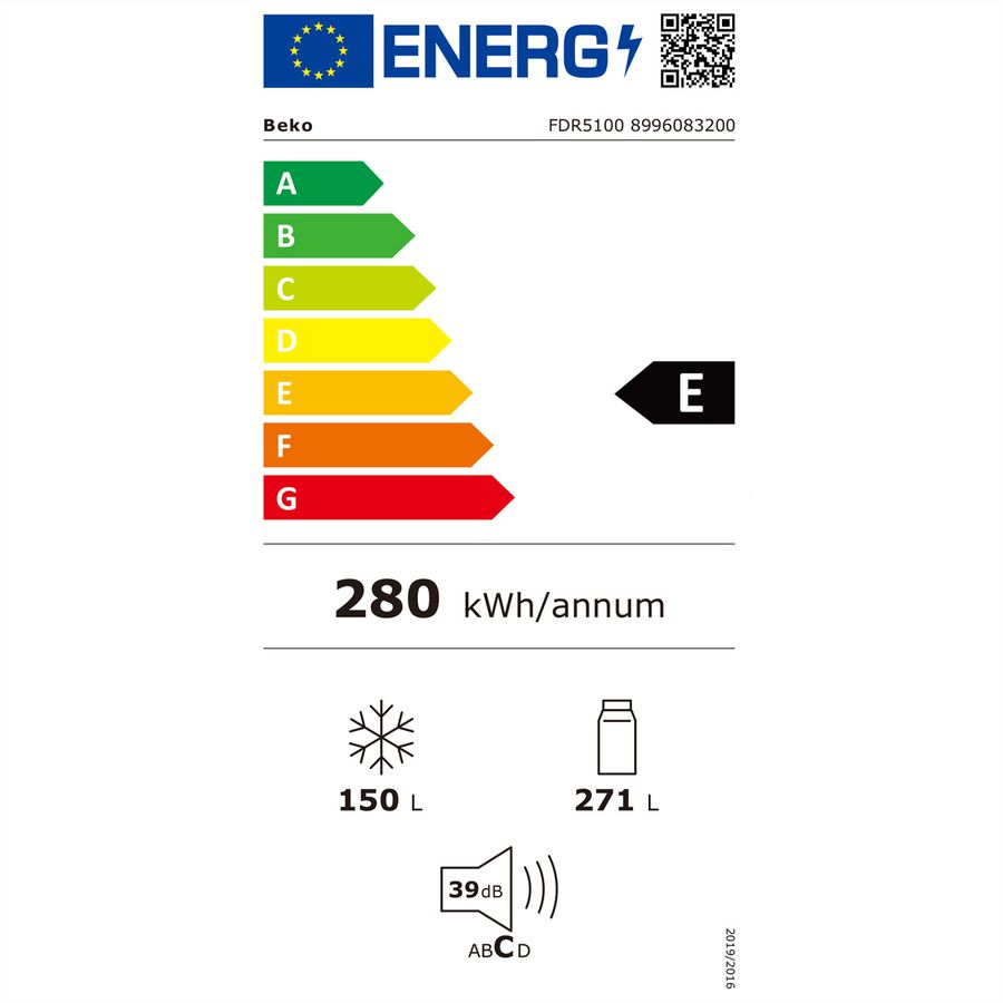 Beko Side by Side FDR5100, 421l, E, 4-Portes