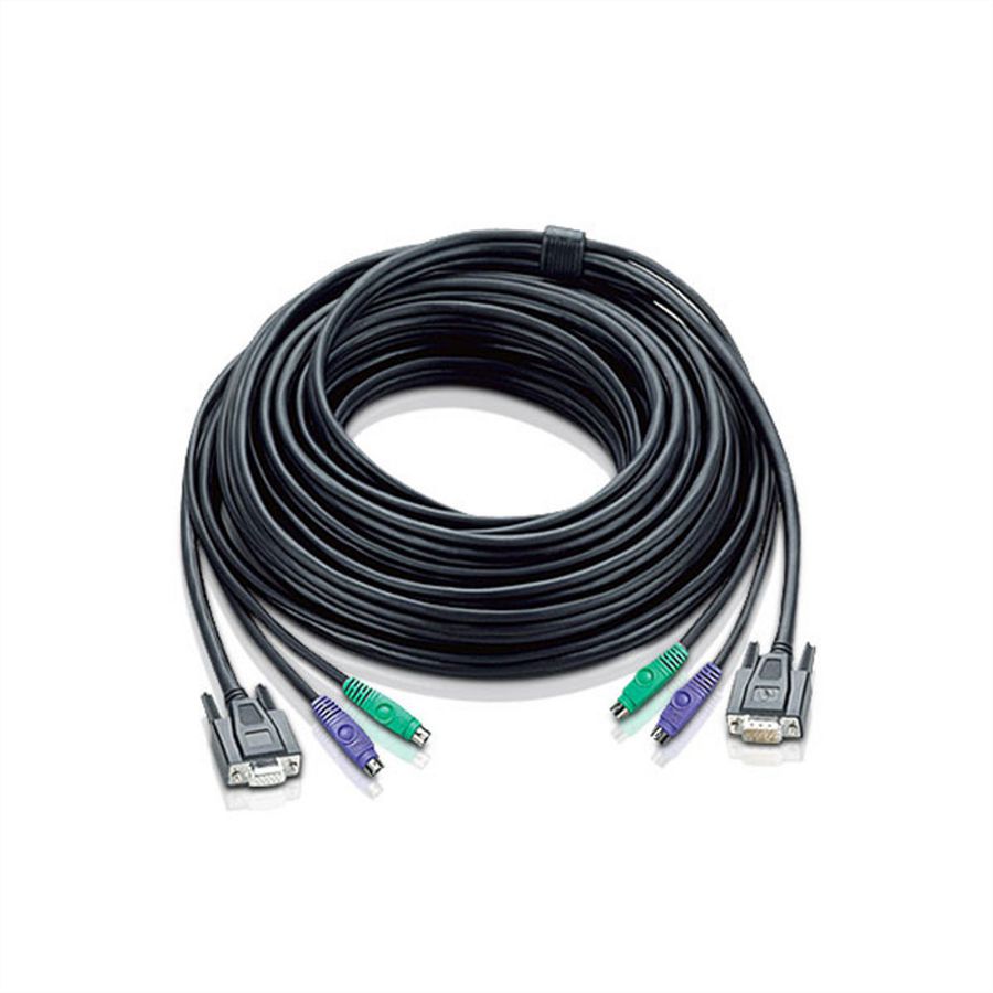 ATEN 2L-1010P/C Câble KVM standard PS/2, noir, 20 m