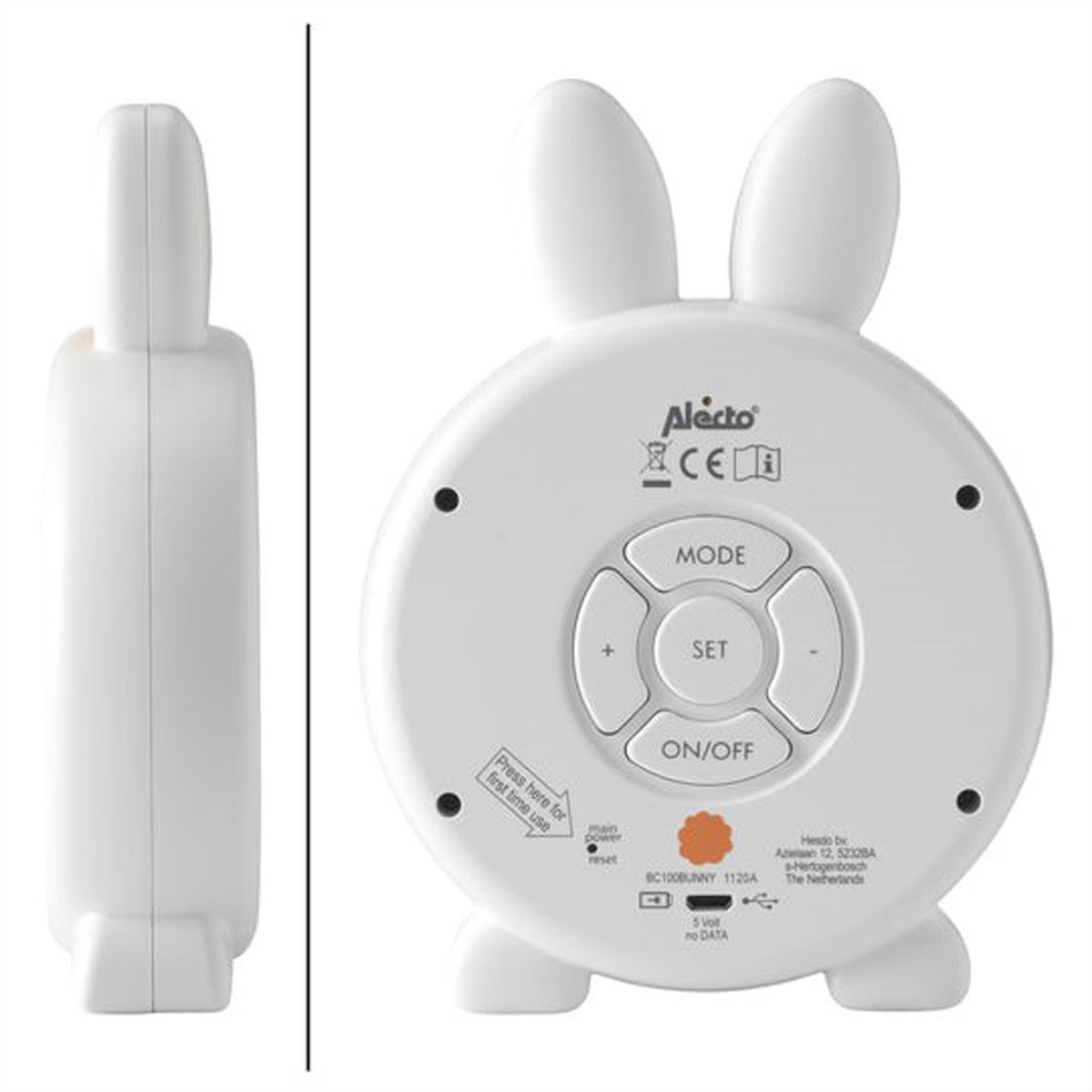 Alecto BC100BUNNY, veilleuse et réveil, Blanc