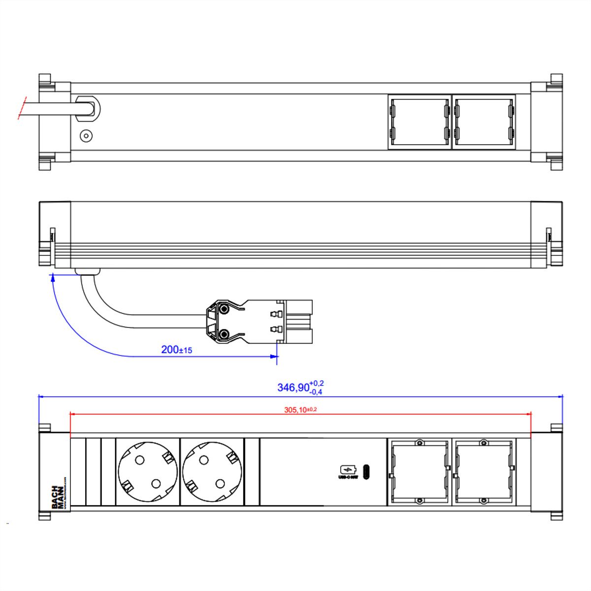 BACHMANN POWER FRAME 2xCEE7/3, ALLEMAND