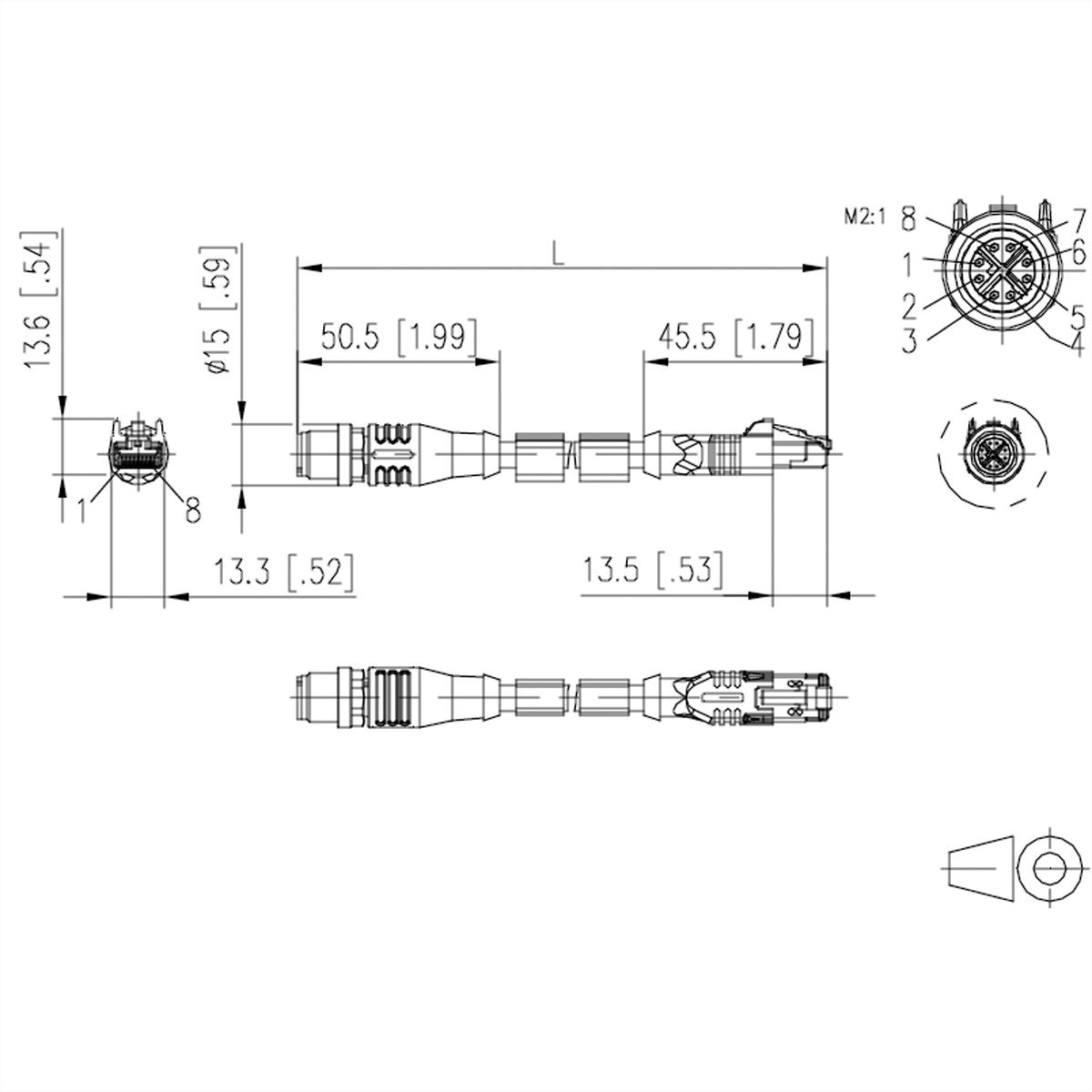 METZ CONNECT Câble Ethernet industriel M12-RJ45, codage X, 2 m