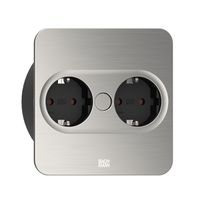 BACHMANN TWIST 2 2xCEE7/3 2,0m AEH aspect inox carré, Mesure p.Ph.3mH05VV-F 3G2,5 CEE1x16A Lan
