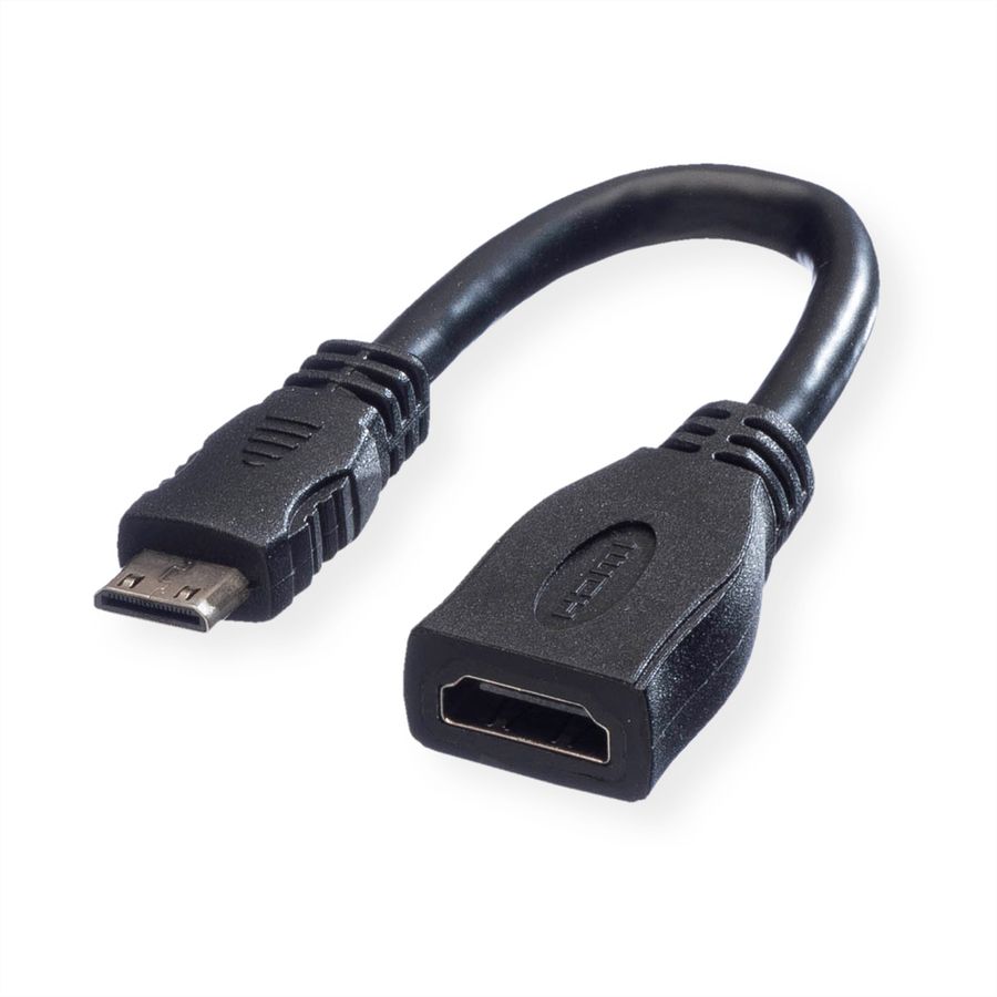 VALUE Câble HDMI High Speed avec Ethernet, HDMI F - Mini HDMI M, 0,15 m