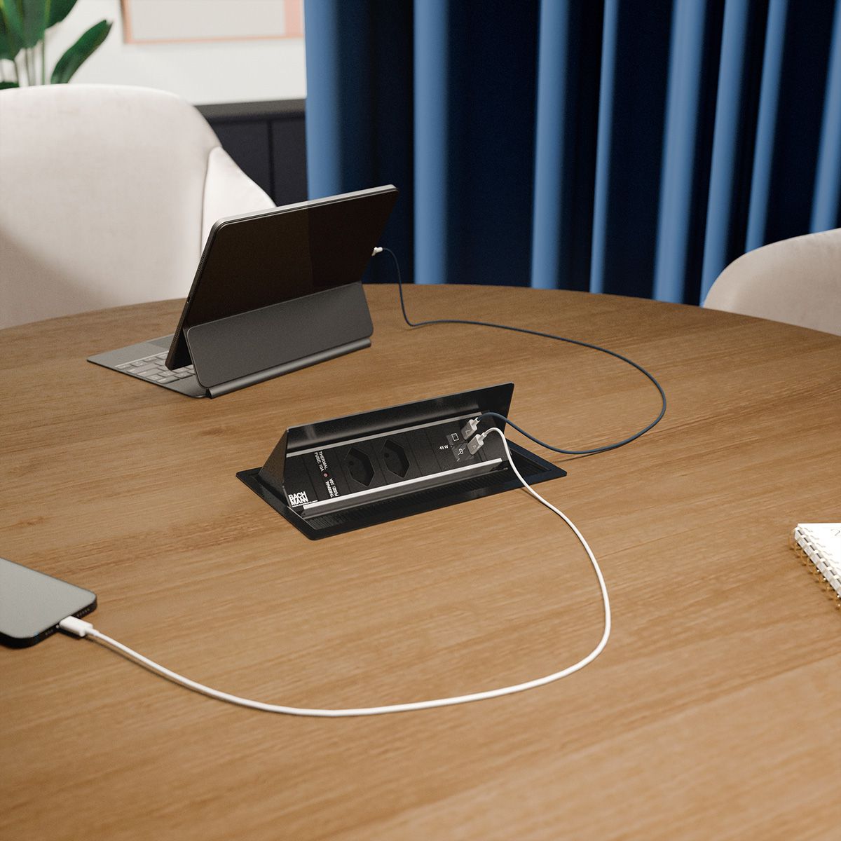 BACHMANN CONI S 2xCH 0° 1xUSB C/C 45W, L=0,2m