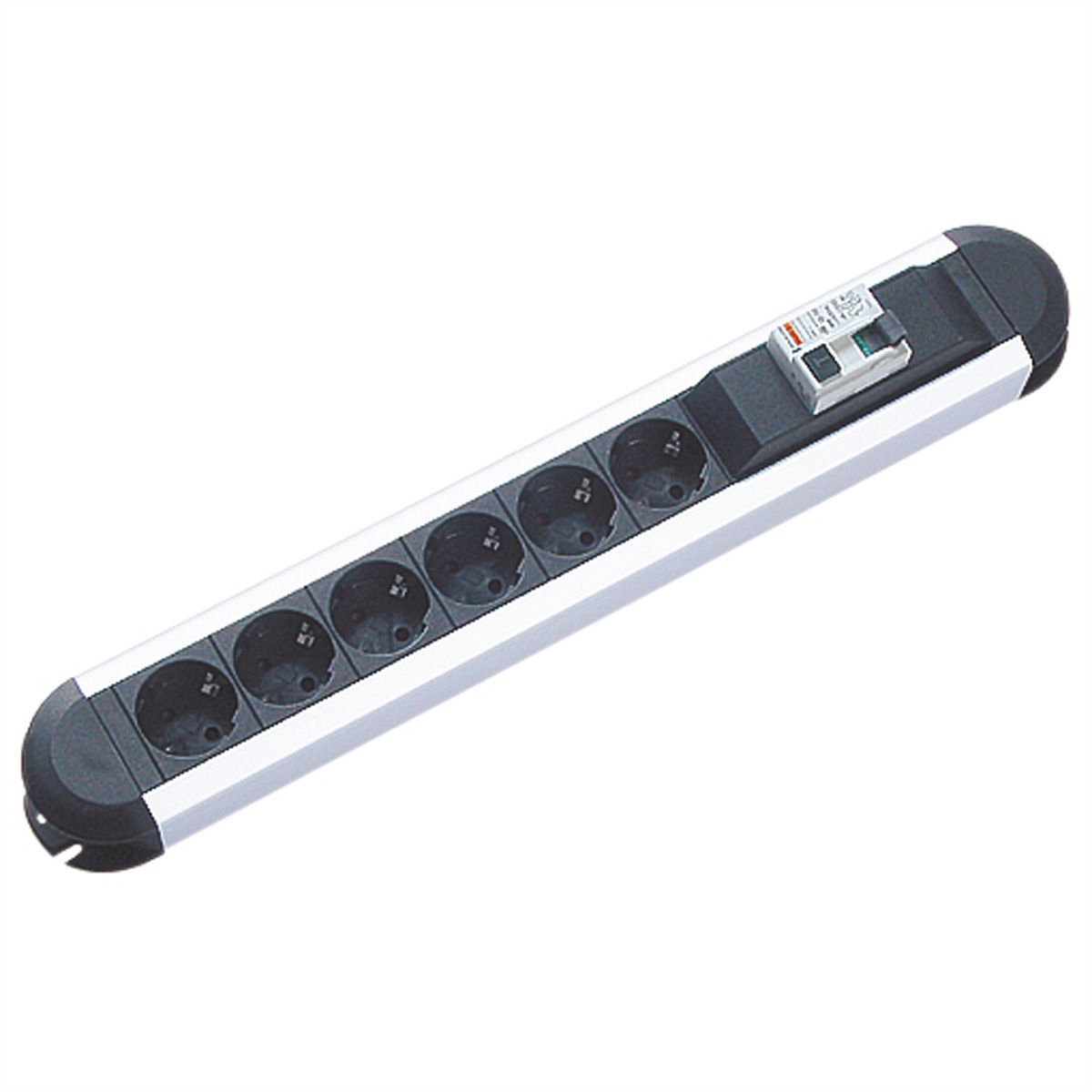 BACHMANN PRIMO RCD Steckdosenleiste 6x Schutzkontakt 1xRCD Schutz, Aluminium, 2 m