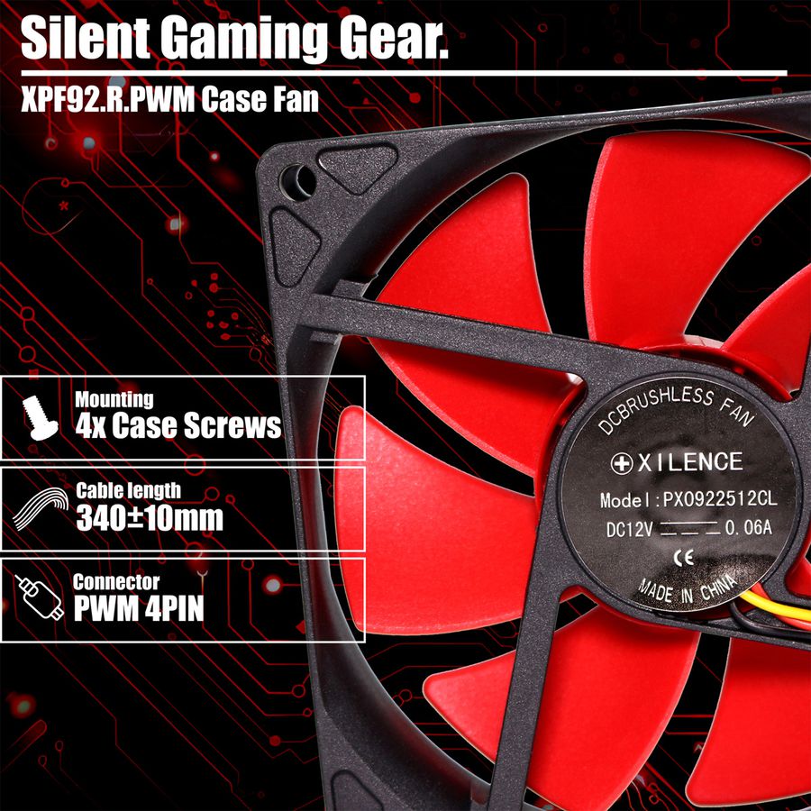Xilence XPF92.R.PWM 92mm PWM Ventilateur de boîtier, 4PIN