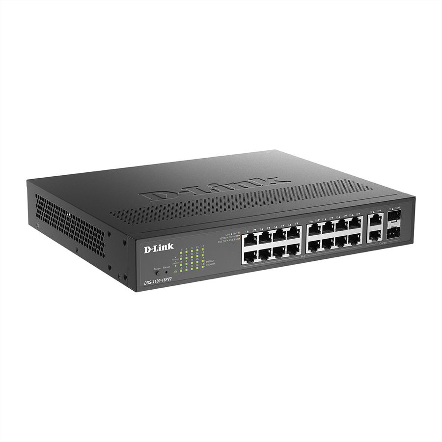 D-Link DGS-1100-18PV2 Commutateur intelligent Gigabit 18 ports PoE +, 130 Watt