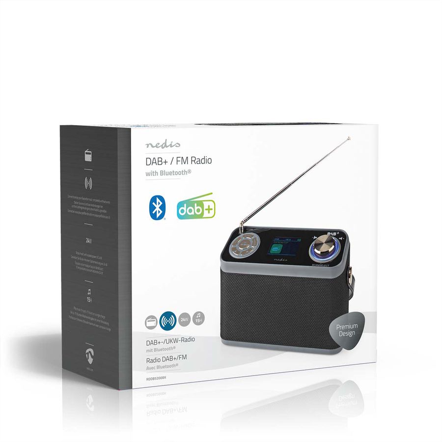Nedis DAB+ Radio Tischradio, schwarz, Bluetooth, Akku
