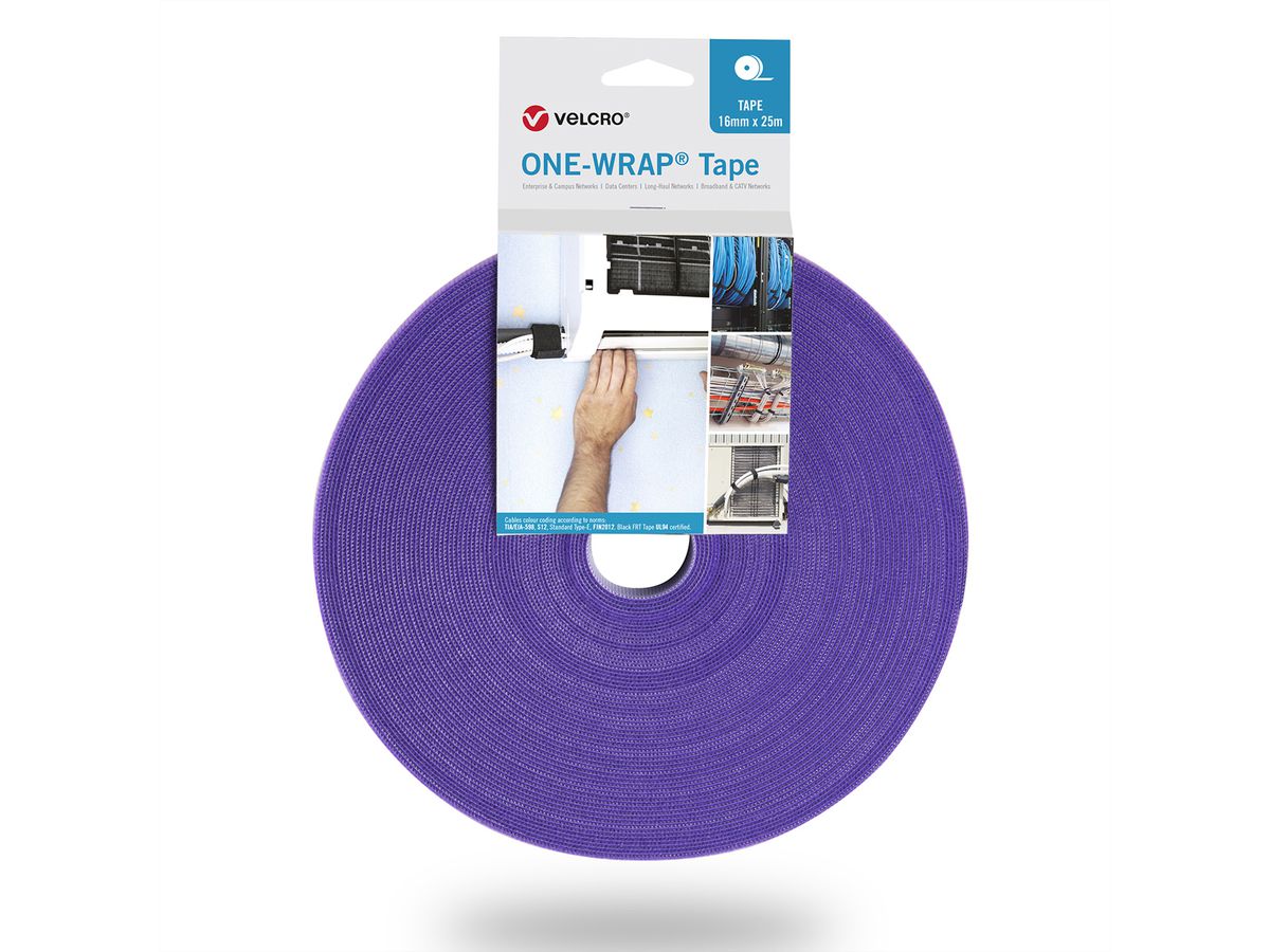VELCRO® One Wrap® Bande 16 mm, violet, 25 m