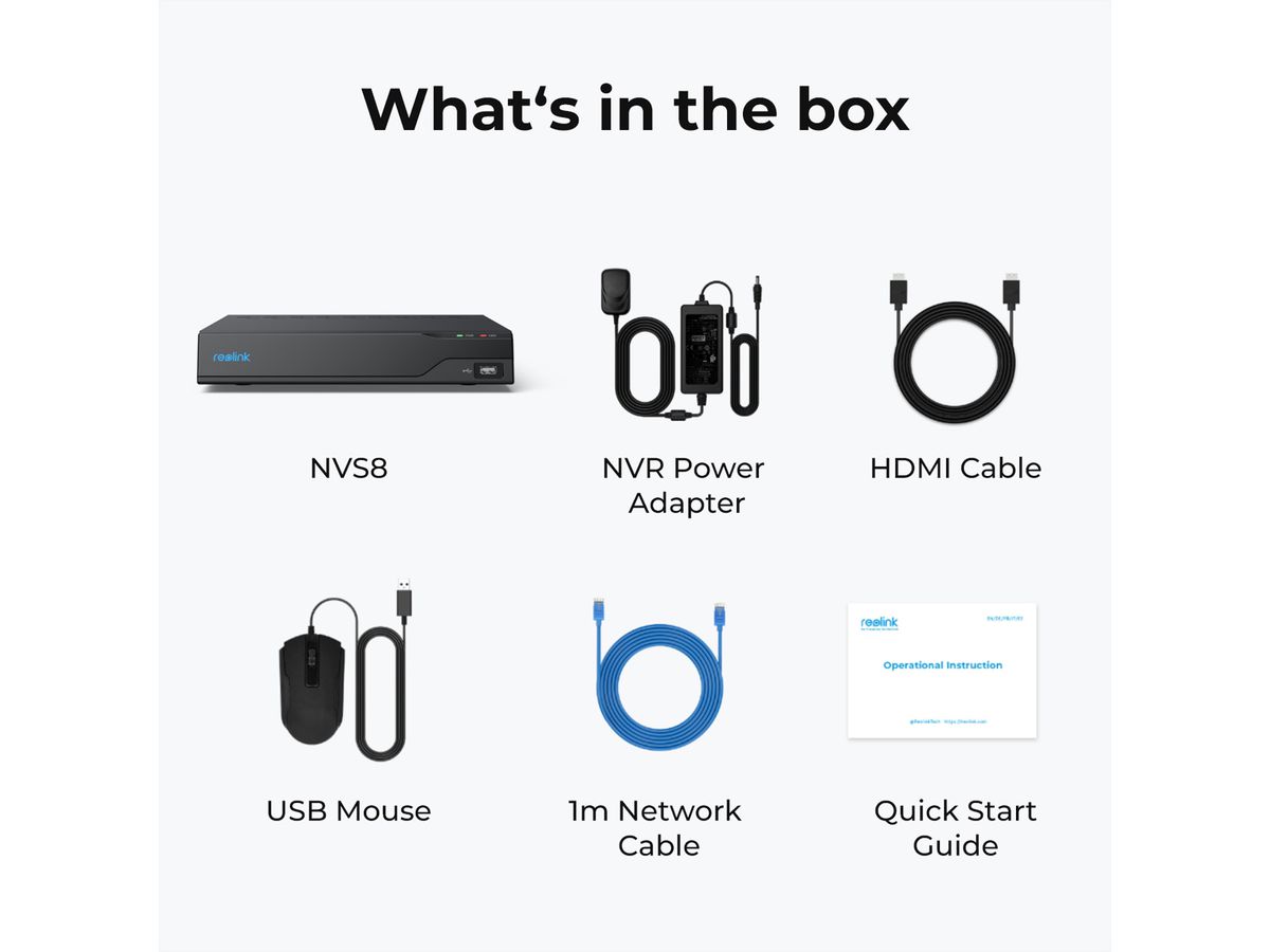 Reolink NVS8 NVR, 8 CH, PoE, incl. 2 TB HDD