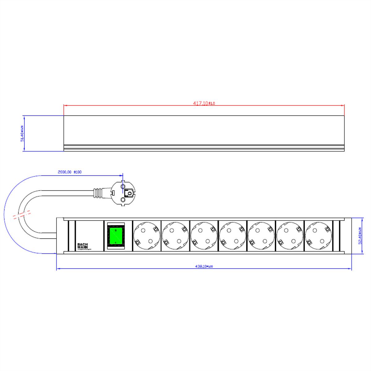 BACHMANN CONNECT LINE 7xSchutzkontakt, Schalter