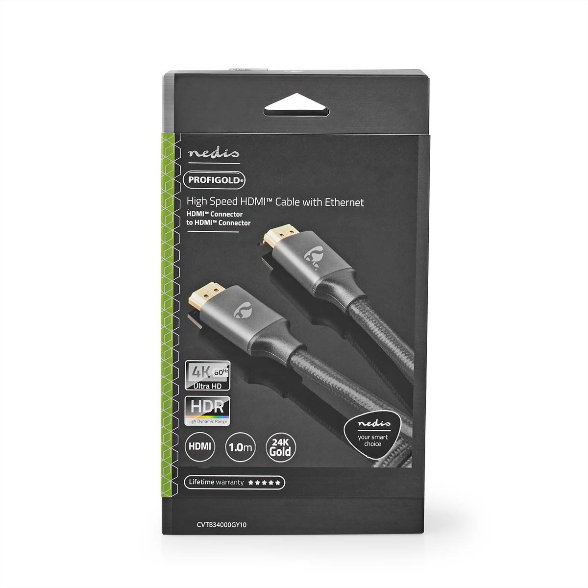 Nedis HDMI High Speed Kabel mit Ethernet, grau, 1 m