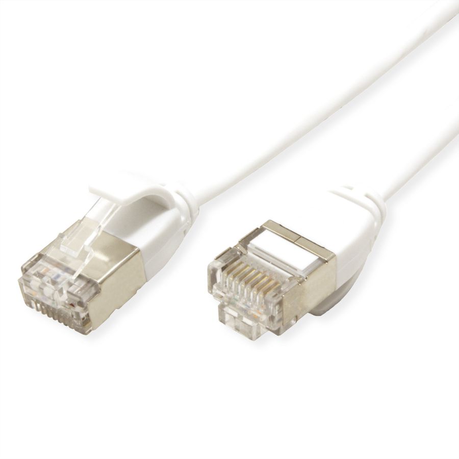ROLINE U/FTP DataCenter Kabel Cat.7, LSOH, mit RJ45 Steckern (500 MHz / Class EA), slim, weiß, 2 m
