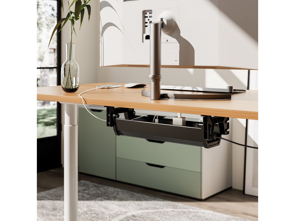 ROLINE Easy2Open Canal de câbles, montage sous le bureau, noir, 44,9 cm