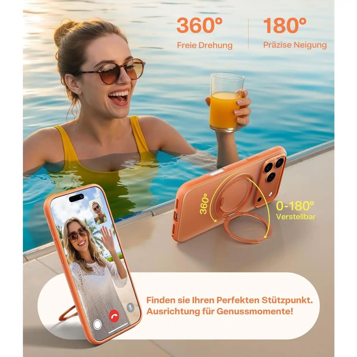 Torras UPRO Ostand Pro Case, iPhone 17 Pro, Magsafe, orange