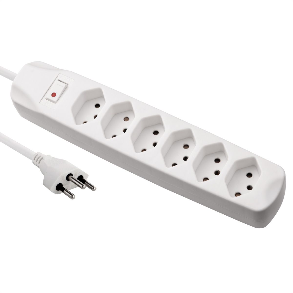 BLANK Steckdosenleiste, 6fach T13, mit Schalter, weiss