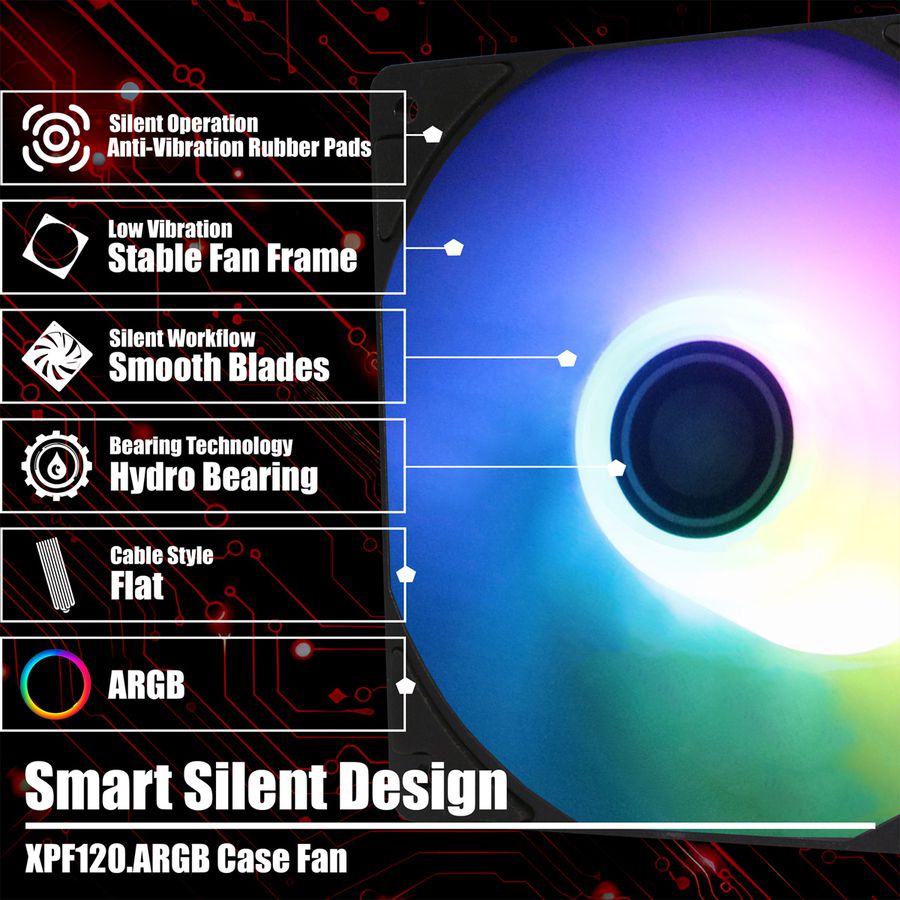 Xilence XPF120.ARGB 120mm PWM Ventilateur de boîtier, ARGB LED