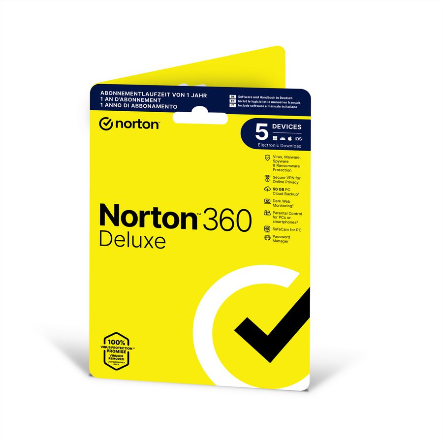 Norton 360 Deluxe 3 Device, 25GB, 12 Mois