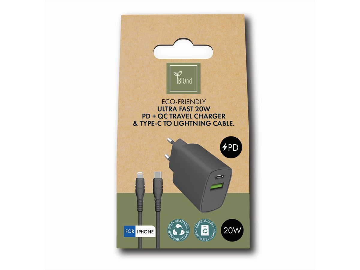 BIOnd BIO-CTL-20W Chargeur USB-C vers 8PIN + câble pour iPhone