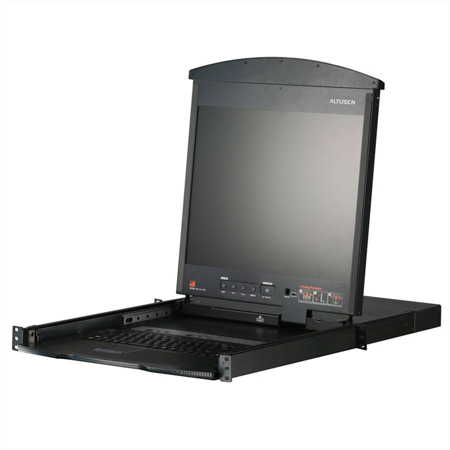 ATEN KL1508AM Commutateur KVM catégorie 5e/6 LCD à 8 ports (Double rail), DE-Layout