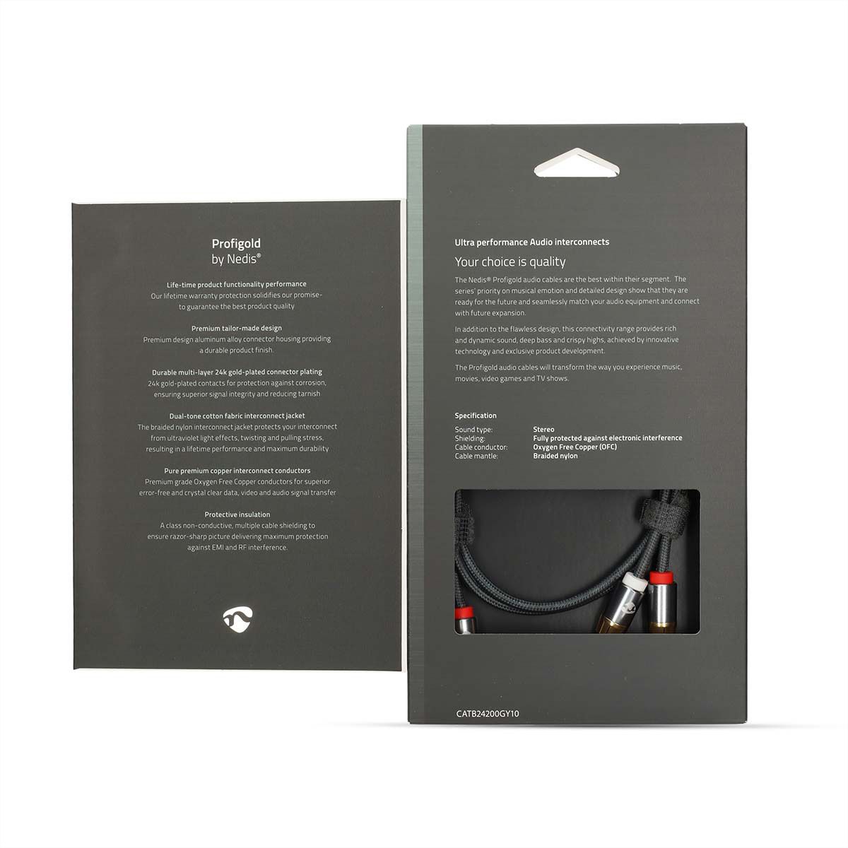 Nedis Stereo-Audiokabel, 2x Cinch, ST/ST, grau, 1 m