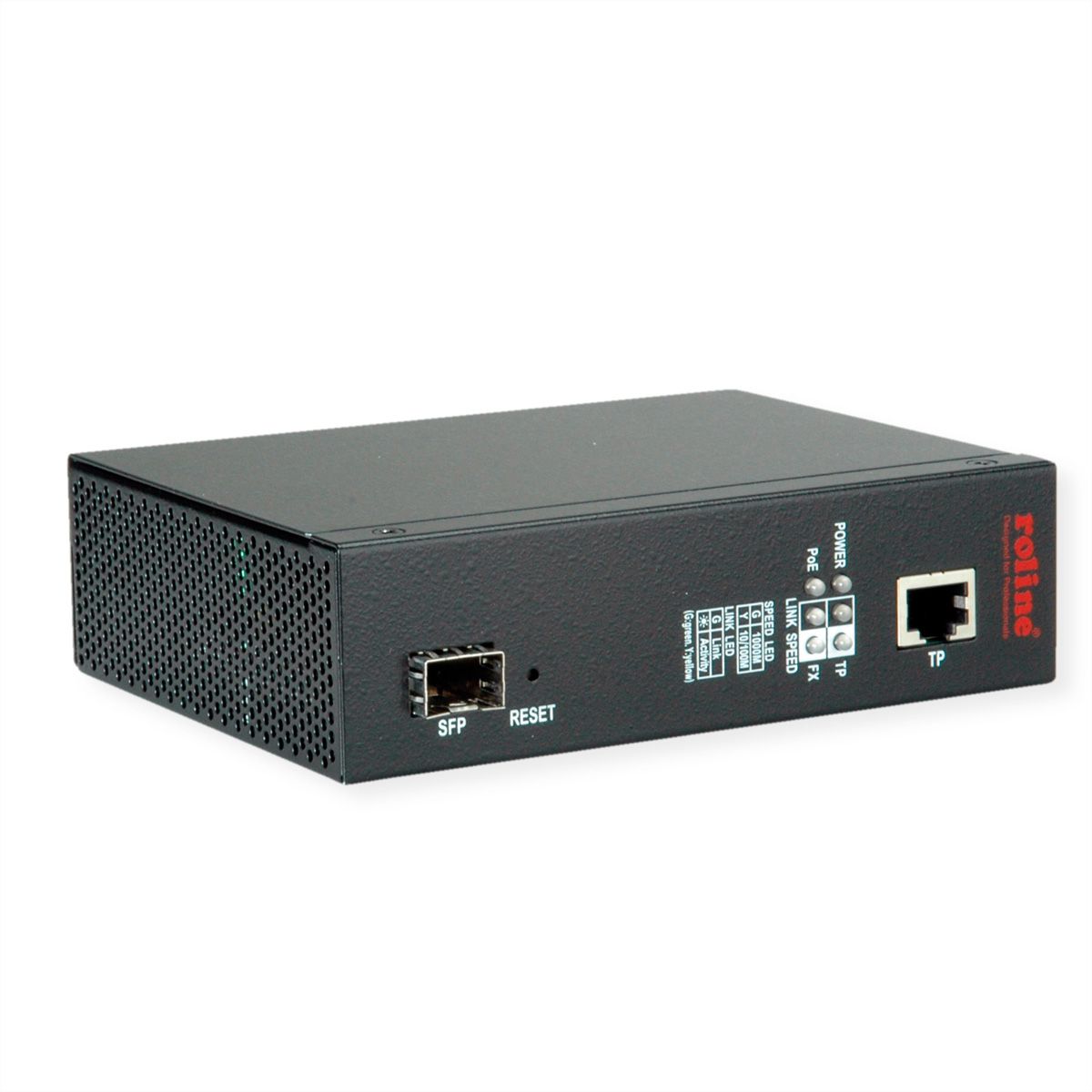 ROLINE Industrie Konverter Gigabit Ethernet - Dual Speed 100/1000 Fiber, mit PoE Funktion
