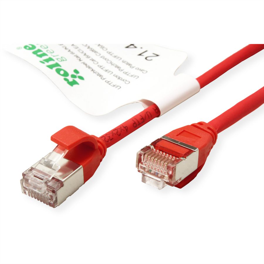 ROLINE GREEN U/FTP Patchkabel Cat.6A (Class EA), LSOH, slim, rot, 2 m