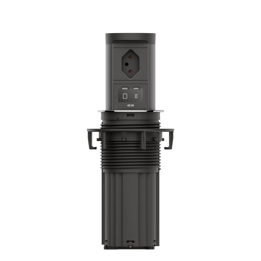 BACHMANN ELEVATOR2 1xCH T13, 1xUSB C/C 45W Edelstahl-Optik L=2,0m AEH