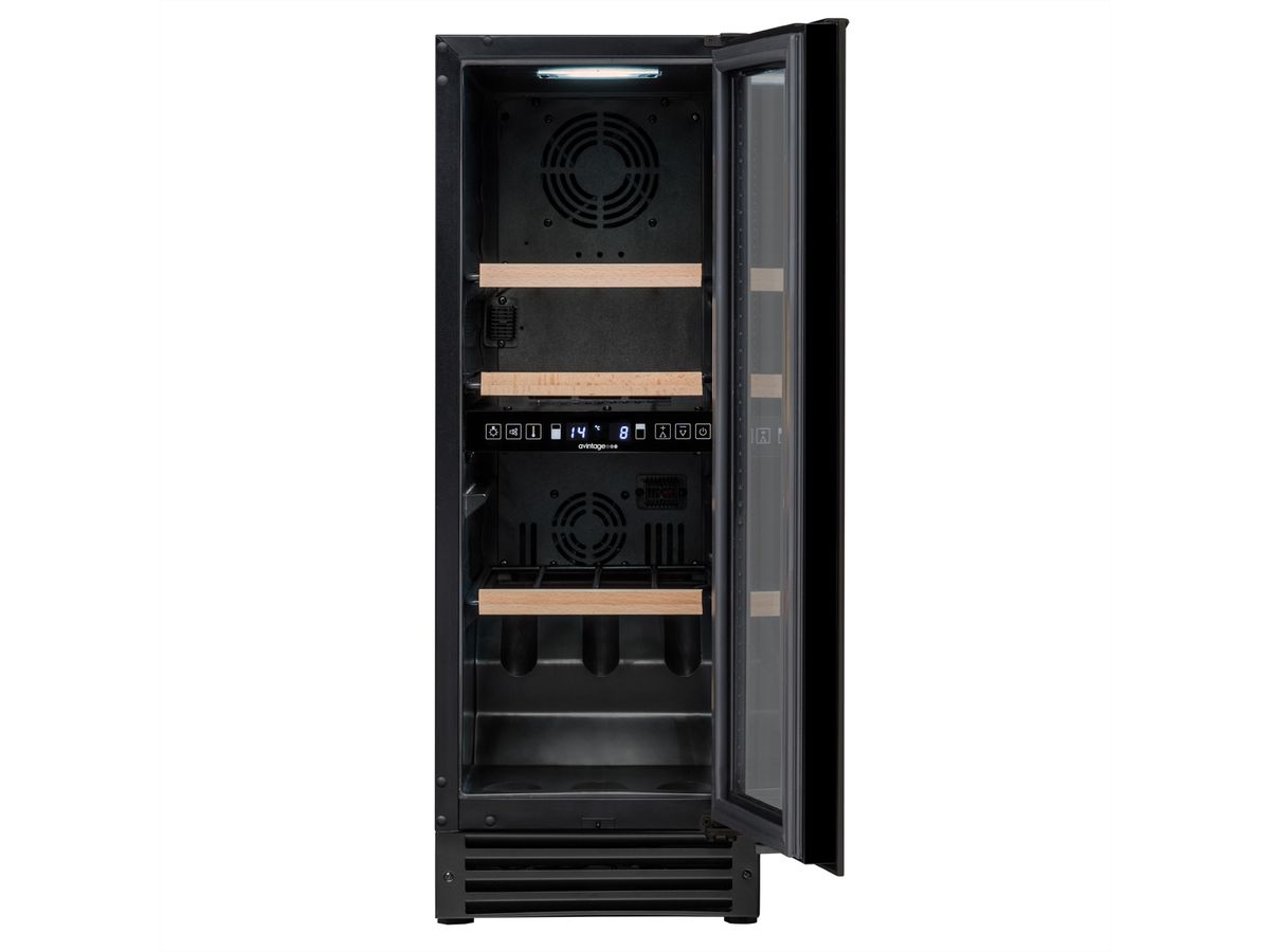 Avintage Weinkühlschrank AVU27TDZB1, Einbau, 2 Zonen, 25 Flaschen, schwarz