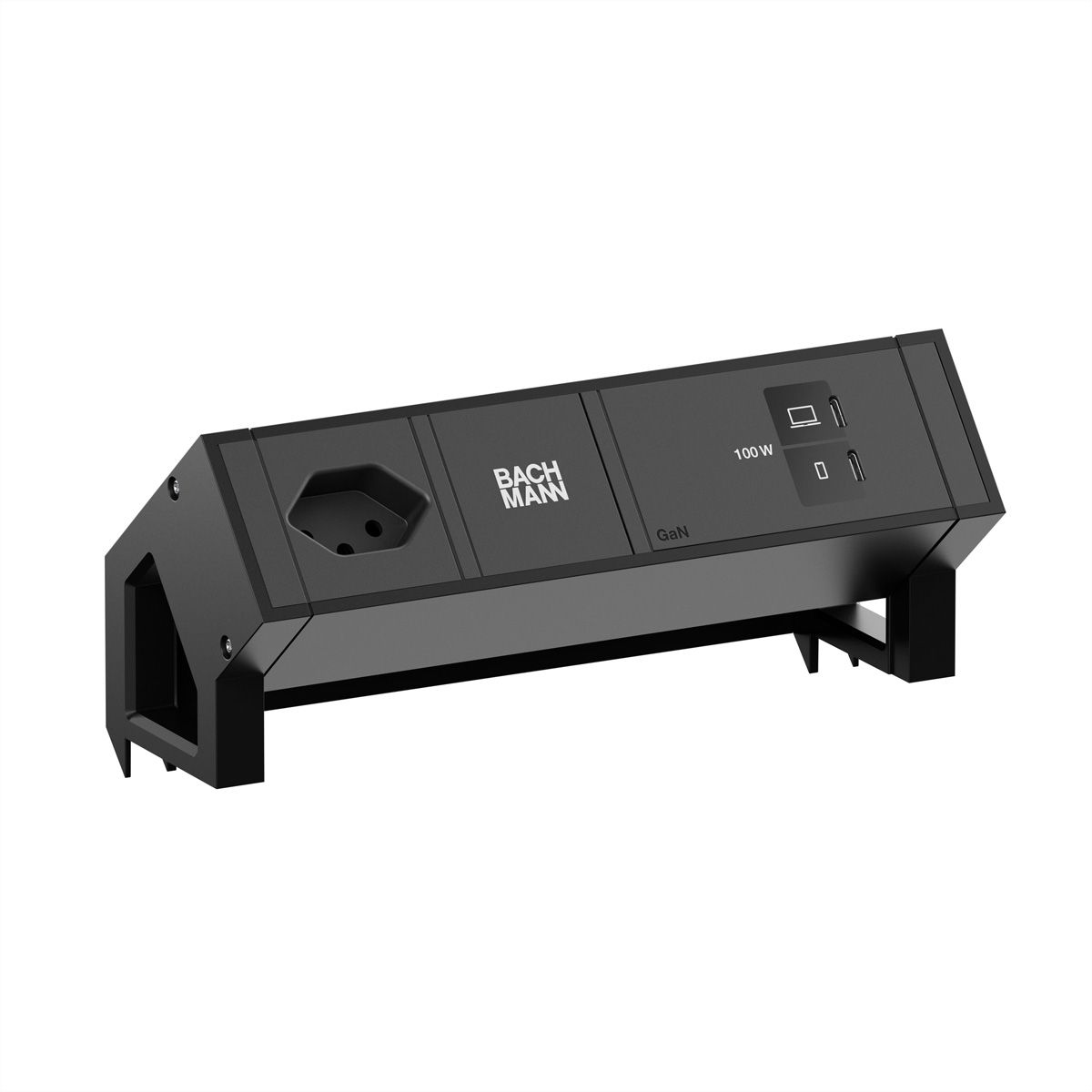 BACHMANN DESK2 1xCH 90° 1xUSB C/C 100W, L=0,2m RAL9005