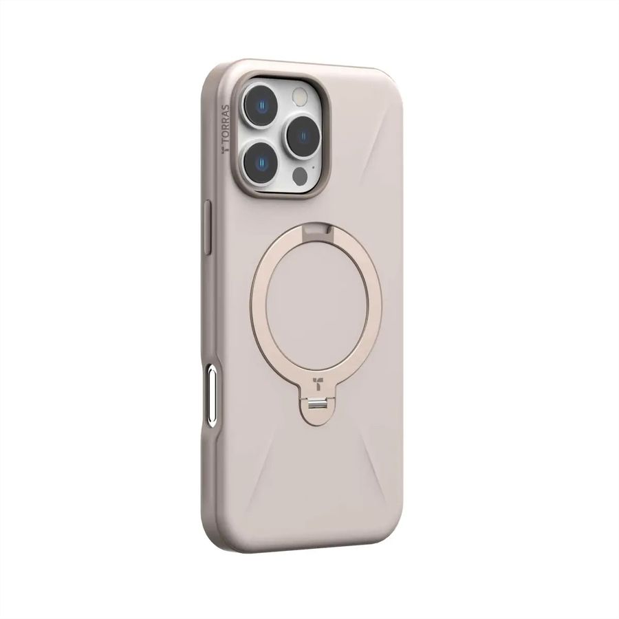 Torras Ostand 360° Spin Fusion Case, iPhone 16 Pro Max, MagSafe, beige