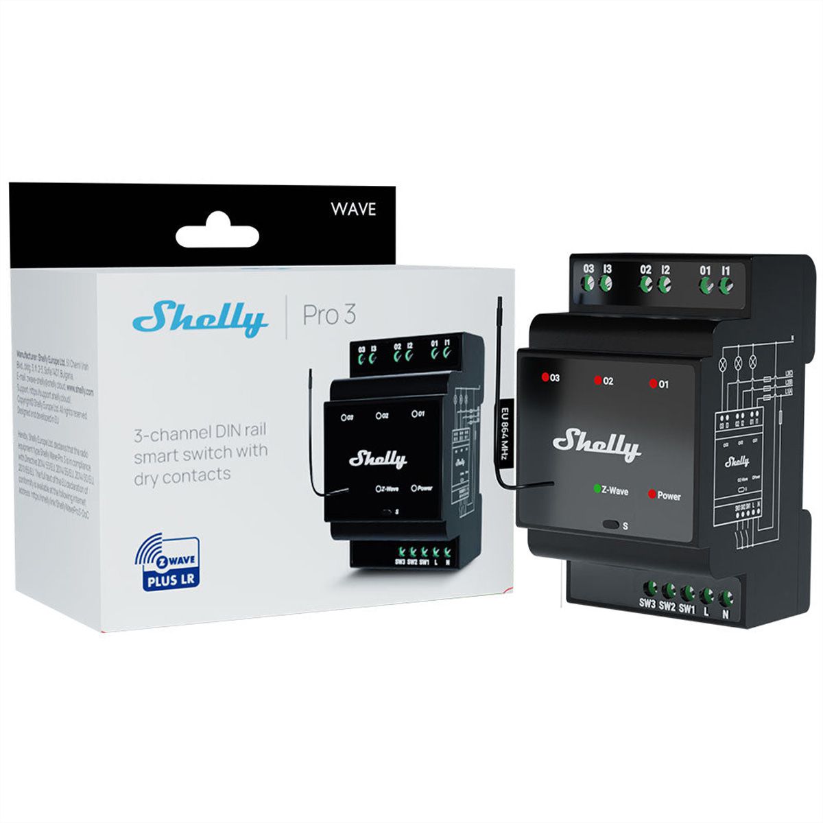 Shelly  Actionneur de commutation Qubino Wave Pro 3