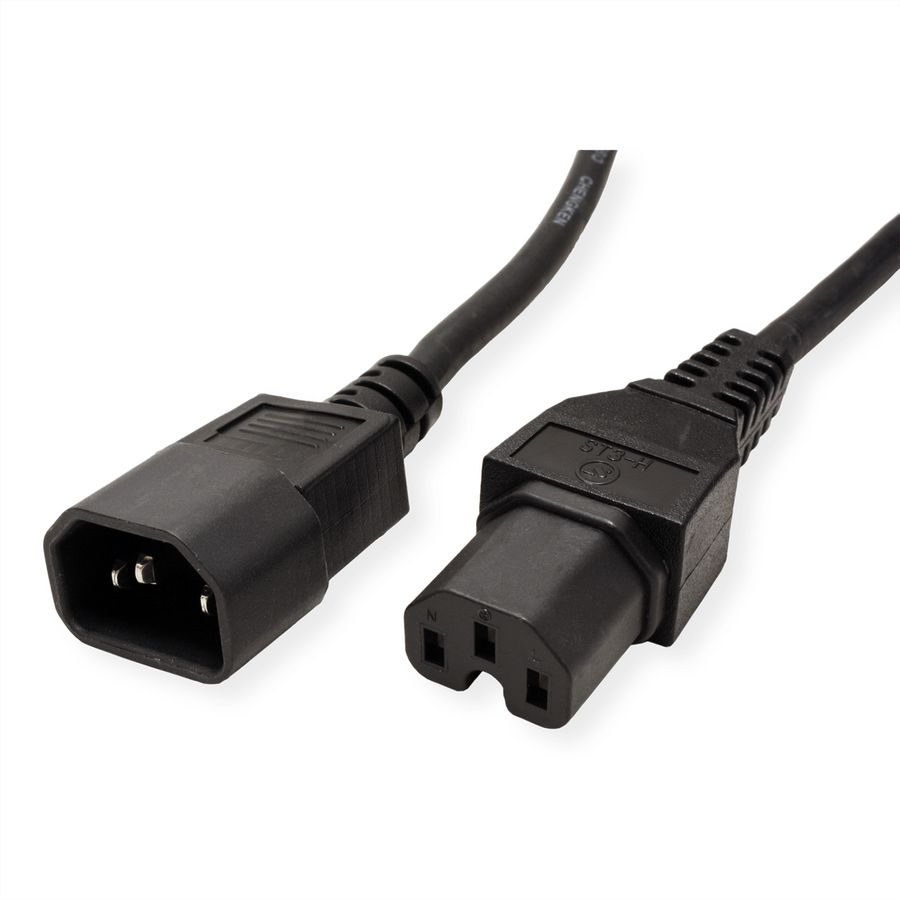 VALUE Câble IEC320/C14 M - C15 F, H05RN-F, noir, 0,5 m
