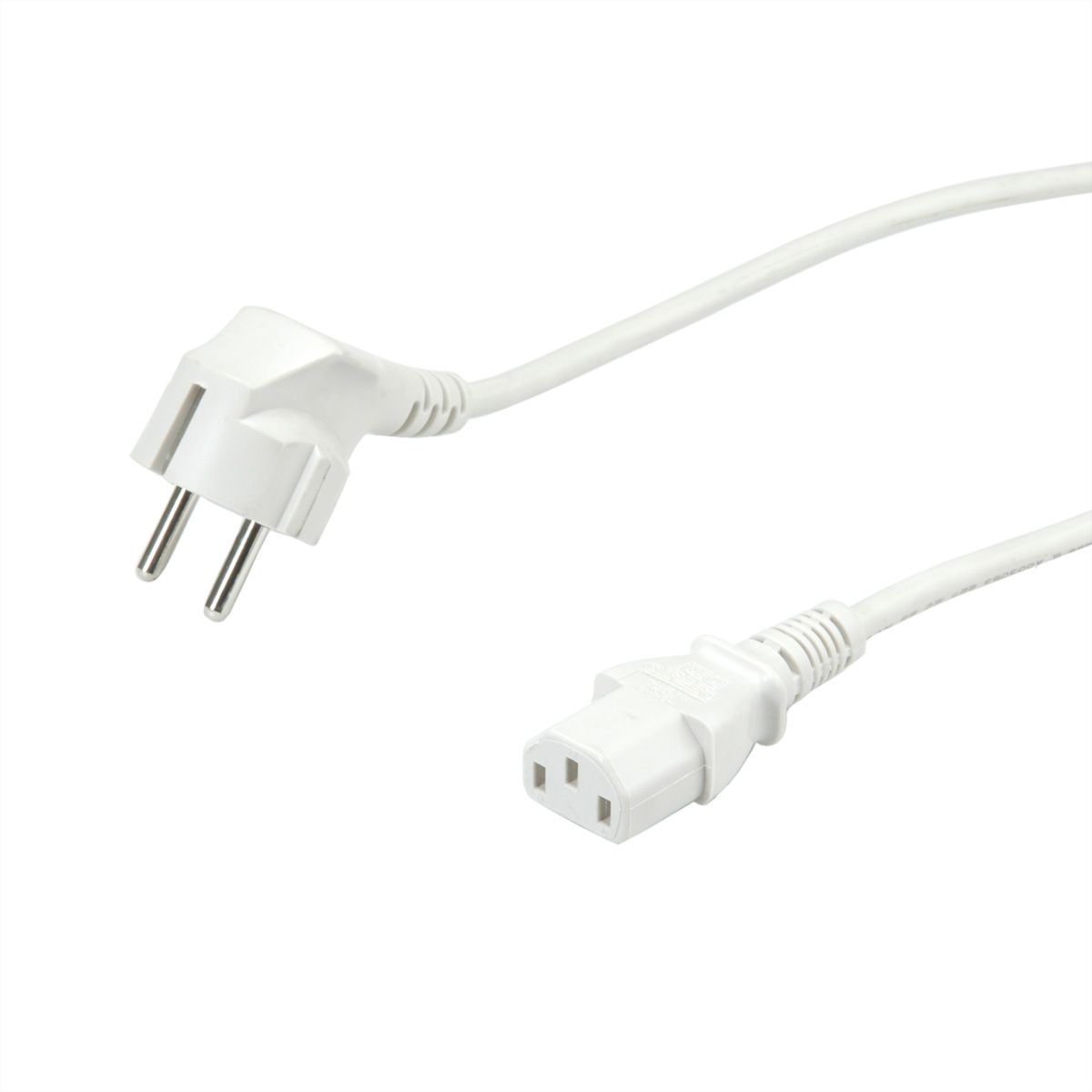 VALUE Câble d'alimentation 2P+T coudé - C13, blanc, 0,6 m