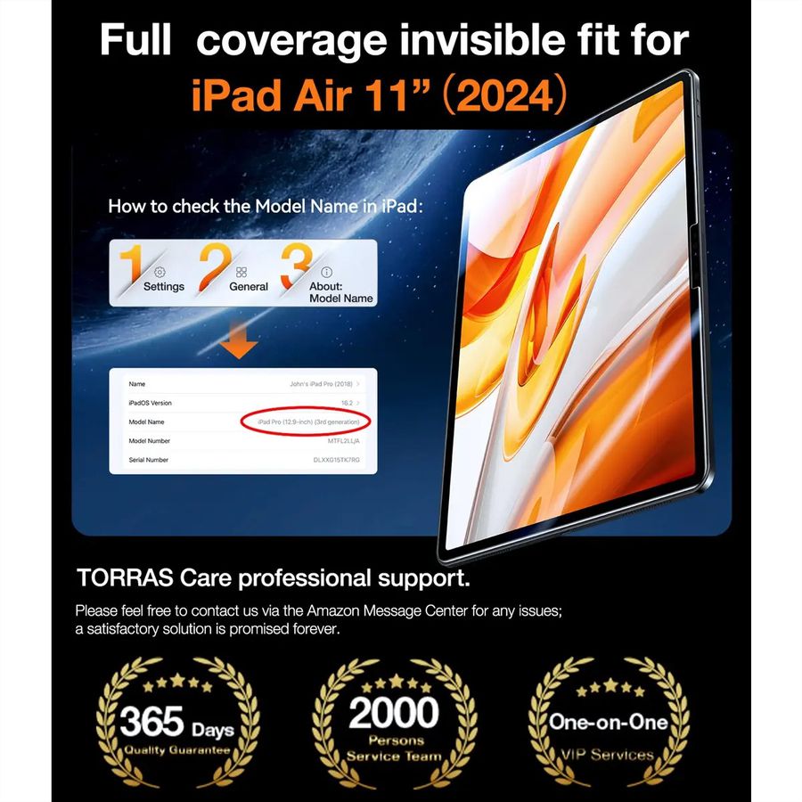 Torras Install Master Displayschutz, iPad Air 11 2024, transparent