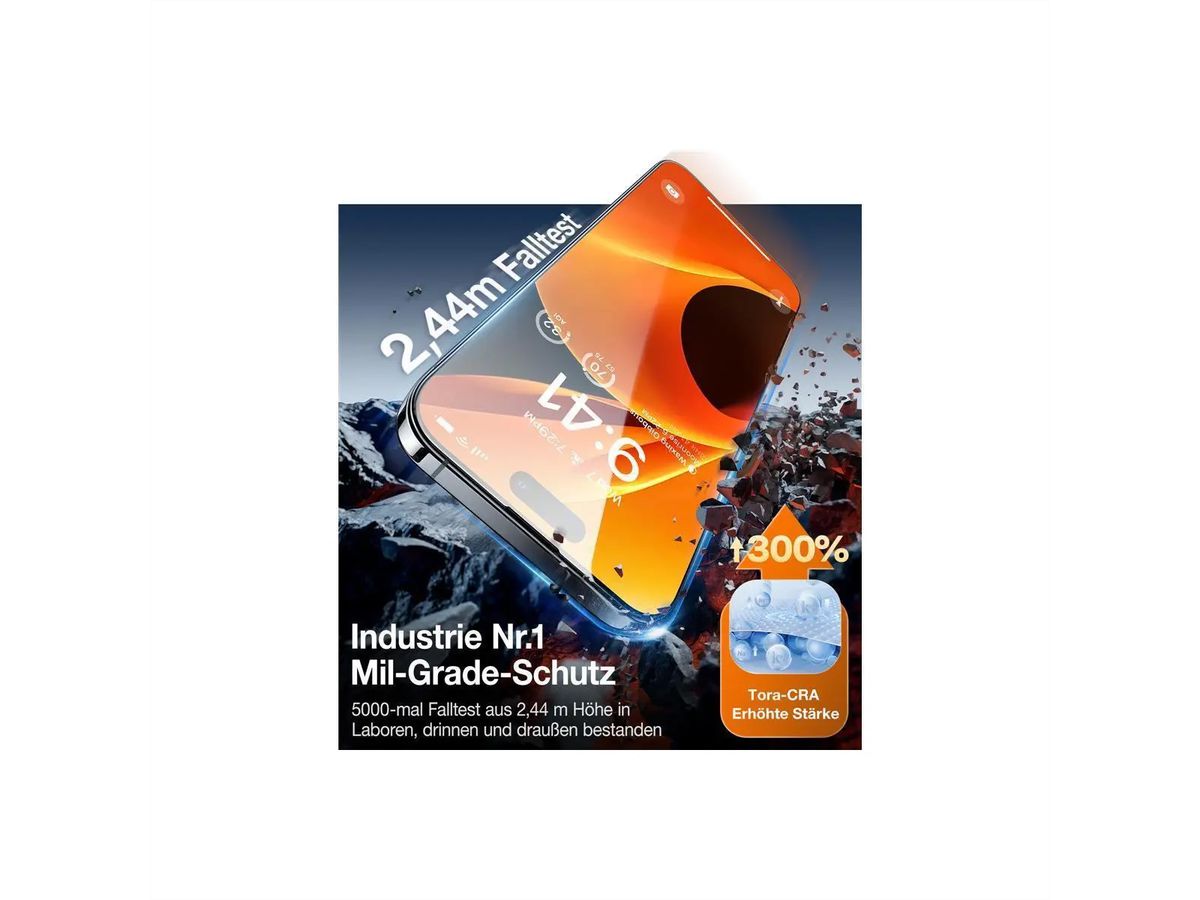 Torras Verre tempé protection d'écran, Diamond, iPhone 15, transparent