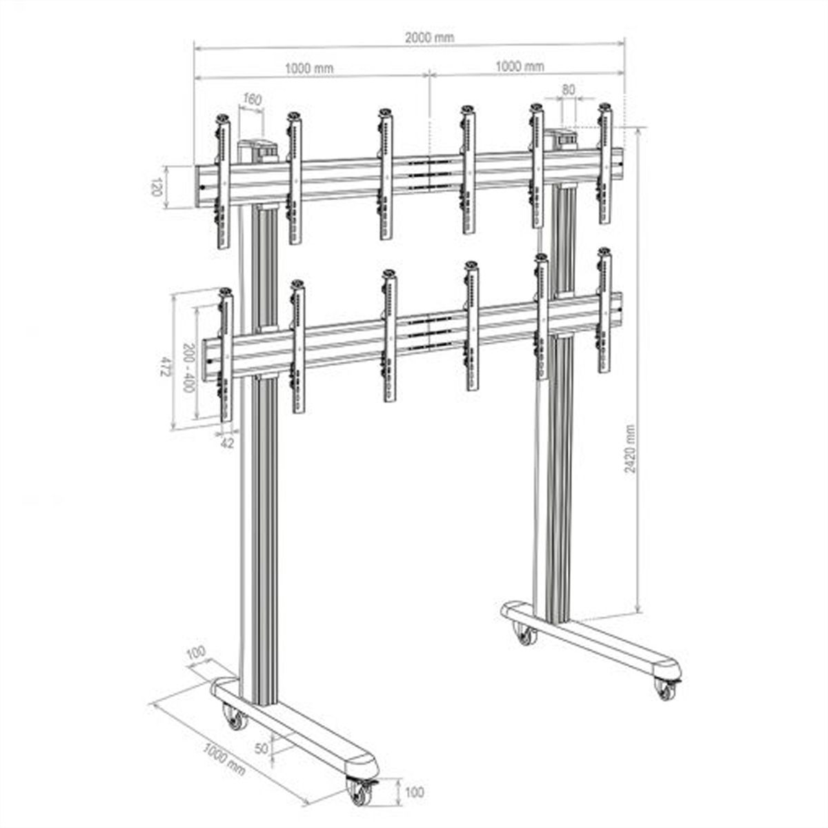 Hagor Wandhalterung HA-VWT 3 x 2 Portrait, Videowall-Trolley, schwarz