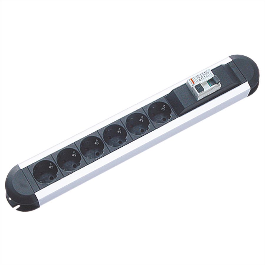 BACHMANN PRIMO RCD Steckdosenleiste 6x Schutzkontakt 1xRCD Schutz, Aluminium, 2 m