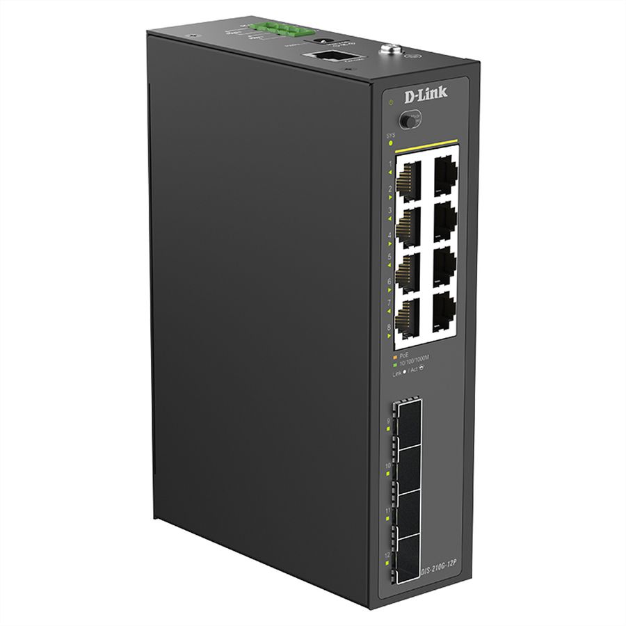 D-Link DIS-210G-12P Switch 12 ports, Smart Managed Gigabit PoE industriel