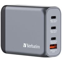 Verbatim GaN 4 Port Charger 100W, 3x USB-C, 1x USB-A, EU+UK Adapter